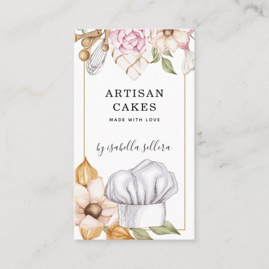 ベーカリーパティシシェフウォーターカラービジネスカード 名刺 (正面)