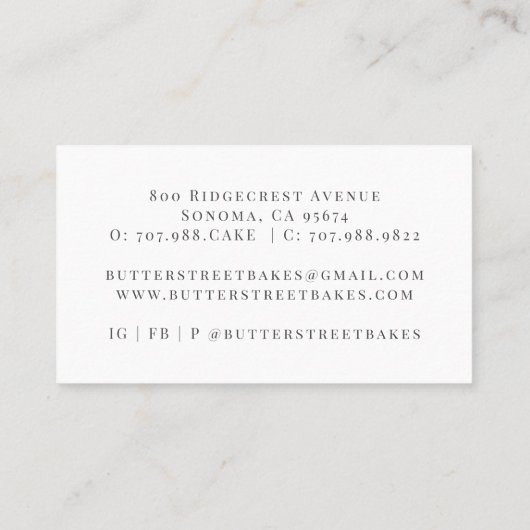 ベーカリーパティシシェフウォーターカラービジネスカード 名刺 (裏面)