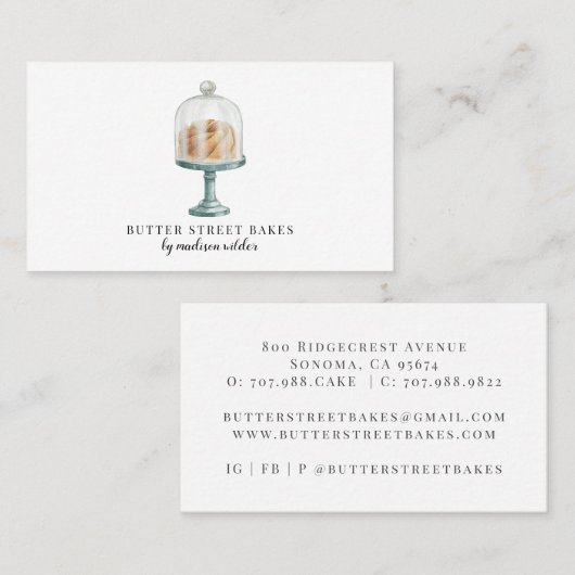 ベーカリーパティシシェフウォーターカラービジネスカード 名刺 (正面/裏面)