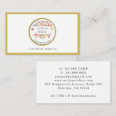 ベーカリーパティシシェフウォーターカラーピンク金ゴールドデザート 名刺 (正面/裏面)