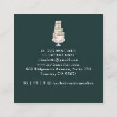 ベーカリーパティシシェフウォーターカラーフローラケーキブラック スクエア名刺 (裏面)