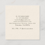 ベーカリーパティシシェフウォーターカラーフローラケーキ スクエア名刺 (裏面)