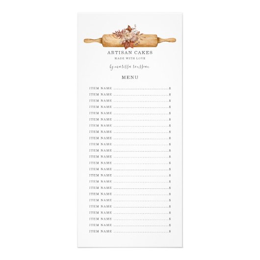 ベーカリーパティシシェフウォーターカラーフローラ転がズピン ラックカード (正面)