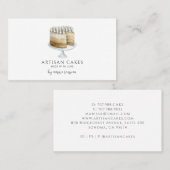 ベーカリーパティシシェフウォーターカラーベーキングピンクケーキ 名刺 (正面/裏面)