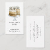 ベーカリーパティシシェフウォーターカラーホワイトケーキデザートB 名刺 (正面/裏面)