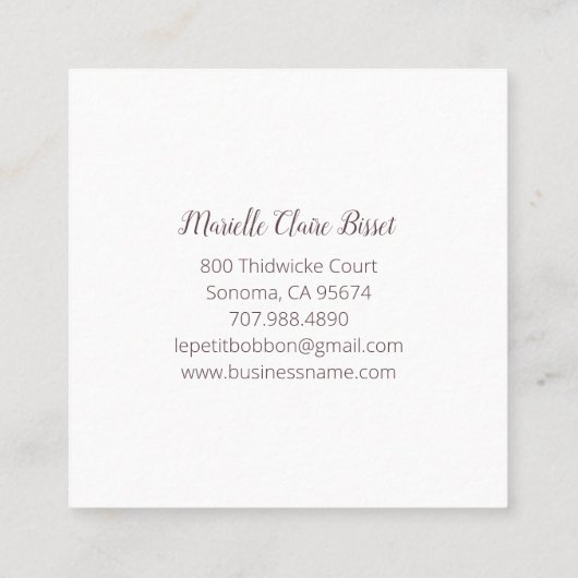 ベーカリーパティシシェフカップケーキメーカースクエアビジネスC スクエア名刺 (裏面)