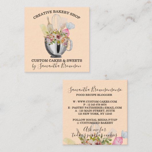 ベーカリーパティシシェフキッチン最高の器具 スクエア名刺 (正面/裏面)