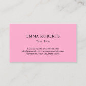 ベーカリーパティシシェフキュートピンクパイピングバッグ&ハート 名刺 (裏面)