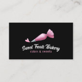ベーカリーパティシシェフキュートピンクパイピングバッグ&ハート 名刺 (正面)