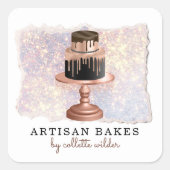 ベーカリーパティシシェフグリッターケーキ スクエアシール (正面)