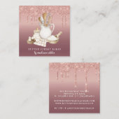 ベーカリーパティシシェフグリッタードリップバラ金ゴールド スクエア名刺 (正面/裏面)