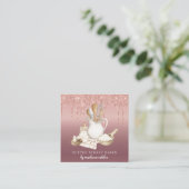 ベーカリーパティシシェフグリッタードリップバラ金ゴールド スクエア名刺 (スタンド正面)