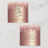 ベーカリーパティシシェフグリッタードリップバラ金ゴールド スクエア名刺 (正面/裏面)