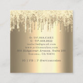 ベーカリーパティシシェフグリッタードリッププラチナ金ゴールド スクエア名刺 (裏面)