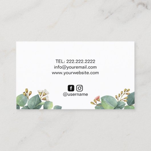 ベーカリーパティシシェフケエレガントーキボタニカルリーフ 名刺 (裏面)