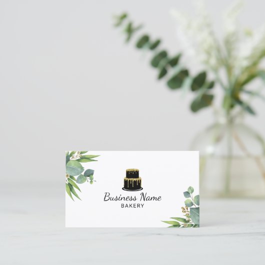 ベーカリーパティシシェフケエレガントーキボタニカルリーフ 名刺 (スタンド正面)