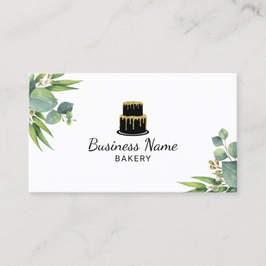 ベーカリーパティシシェフケエレガントーキボタニカルリーフ 名刺 (正面)