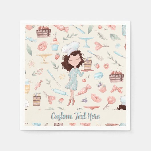 ベーカリーパティシシェフケーキパーソナライズされた飾り スタンダードカクテルナプキン (正面)