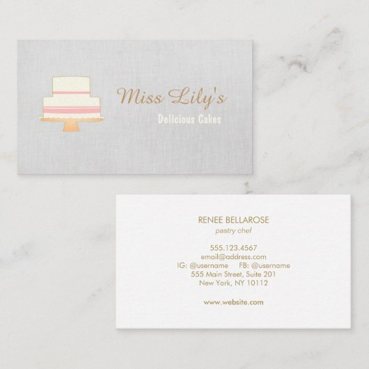 ベーカリーパティシシェフケーキロゴ 名刺 (正面/裏面)
