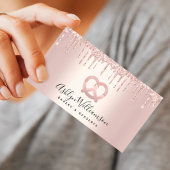 ベーカリーパティシシェフケータリングバラ金ゴールドグリッタードリップ 名刺