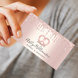 ベーカリーパティシシェフケータリングバラ金ゴールドグリッタードリップ 名刺