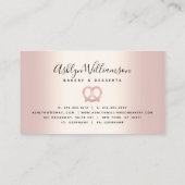 ベーカリーパティシシェフケータリングバラ金ゴールドグリッタードリップ 名刺 (裏面)