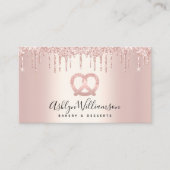 ベーカリーパティシシェフケータリングバラ金ゴールドグリッタードリップ 名刺 (正面)