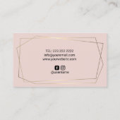 ベーカリーパティシシェフジオメトリックフレーム赤面ピンク 名刺 (裏面)