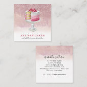 ベーカリーパティシシェフダスティピンクグリッター スクエア名刺 (正面/裏面)