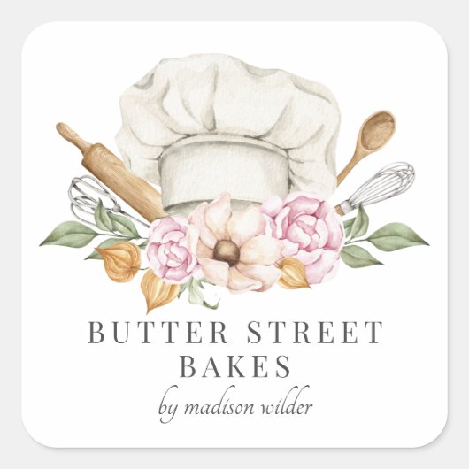 ベーカリーパティシシェフハットアターズプロダクトラベル スクエアシール (正面)