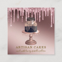 ベーカリーパティシシェフバラ金ゴールドグリッタードリップススクエア スクエア名刺