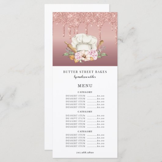 ベーカリーパティシシェフバラ金ゴールドグリッタードリップス価格 メニュー (正面/裏面)