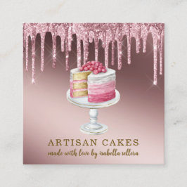 ベーカリーパティシシェフバラ金ゴールドグリッタードリップ スクエア名刺