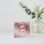 ベーカリーパティシシェフバラ金ゴールドグリッタードリップ スクエア名刺 (スタンド正面)