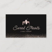 ベーカリーパティシシェフバラ金ゴールドスイートケーキロゴ 名刺 (正面)