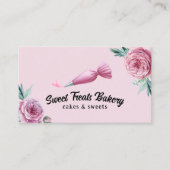 ベーカリーパティシシェフパイピングバッグ&ハートピンクフローラ 名刺 (正面)