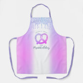 ベーカリーパティシシェフパープルグリッタードリップスクリプト エプロン (正面)