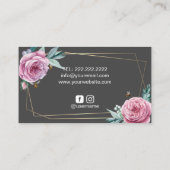 ベーカリーパティシシェフフラワー&ビーズジオメトリックグレー 名刺 (裏面)