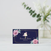 ベーカリーパティシシェフフラワー&ビーズスイートケーキネイビー 名刺 (スタンド正面)