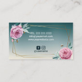 ベーカリーパティシシェフフラワー&ビーティール(緑がかった色)ケーキ 名刺 (裏面)