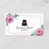 ベーカリーパティシシェフフローラ幾何学的バラ金ゴールドケーキ 名刺 (正面)