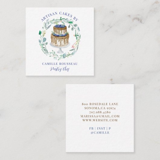 ベーカリーパティシシェフベイカースクエアビジネスカード スクエア名刺 (正面/裏面)
