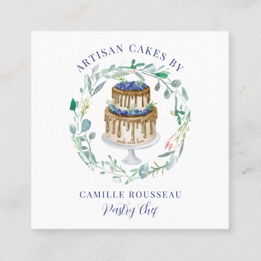 ベーカリーパティシシェフベイカースクエアビジネスカード スクエア名刺 (正面)