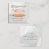 ベーカリーパティシシェフベイカーズツールビジネスカード スクエア名刺 (正面/裏面)