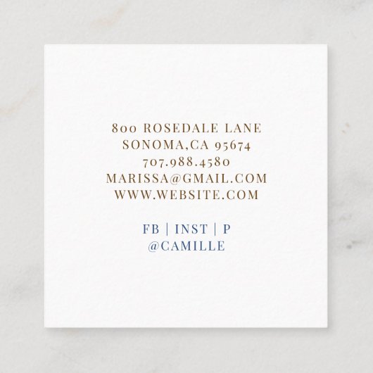 ベーカリーパティシシェフベイカーバラ金ゴールドケーキ スクエア名刺 (裏面)