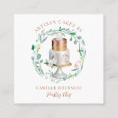 ベーカリーパティシシェフベイカーバラ金ゴールドケーキ スクエア名刺 (正面)