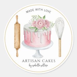 ベーカリーパティシシェフベイカーピンクケーキ製品ラベル ラウンドシール