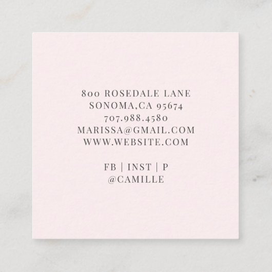 ベーカリーパティシシェフベイカーピンクスクウェア スクエア名刺 (裏面)