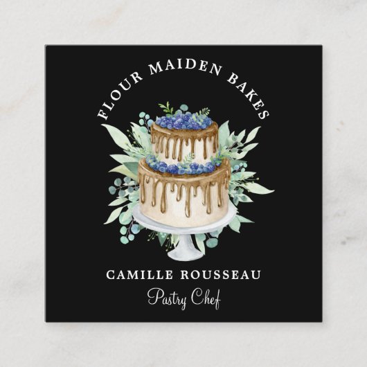 ベーカリーパティシシェフベイカーブラック スクエア名刺 (正面)