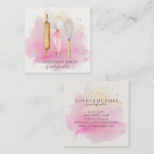 ベーカリーパティシシェフベイカーベーキングアツピンク スクエア名刺 (正面/裏面)